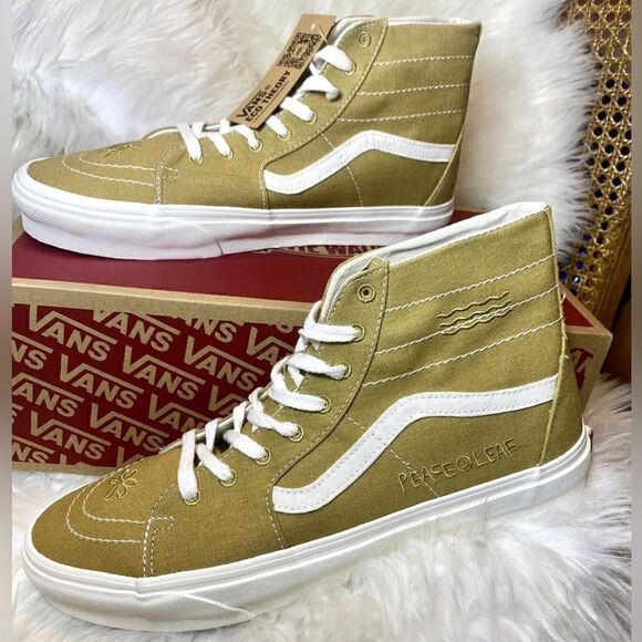 VANS Eco Theory Sk8-Hi Tapered Sneakers Mustard Gold/True White New Sz 11 - Picture 1 of 8